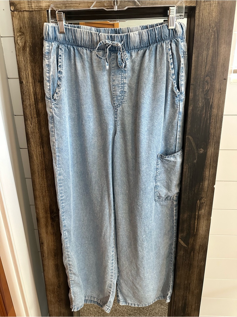 Hope & Harlow M Women’s 100% Lyocell Acid Wash Pull On Wide Leg Pants